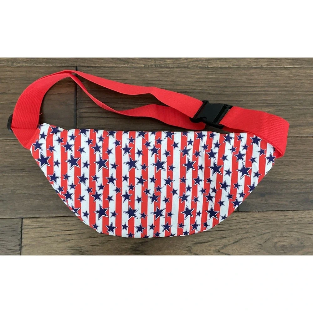 Patriotic USA Belt Bag Fanny‎ Pack front pocket stars/stripes 4th Of July